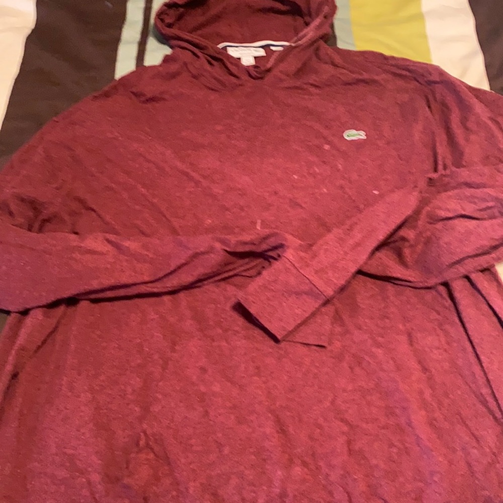 Burgundy Lacoste hooded shirt